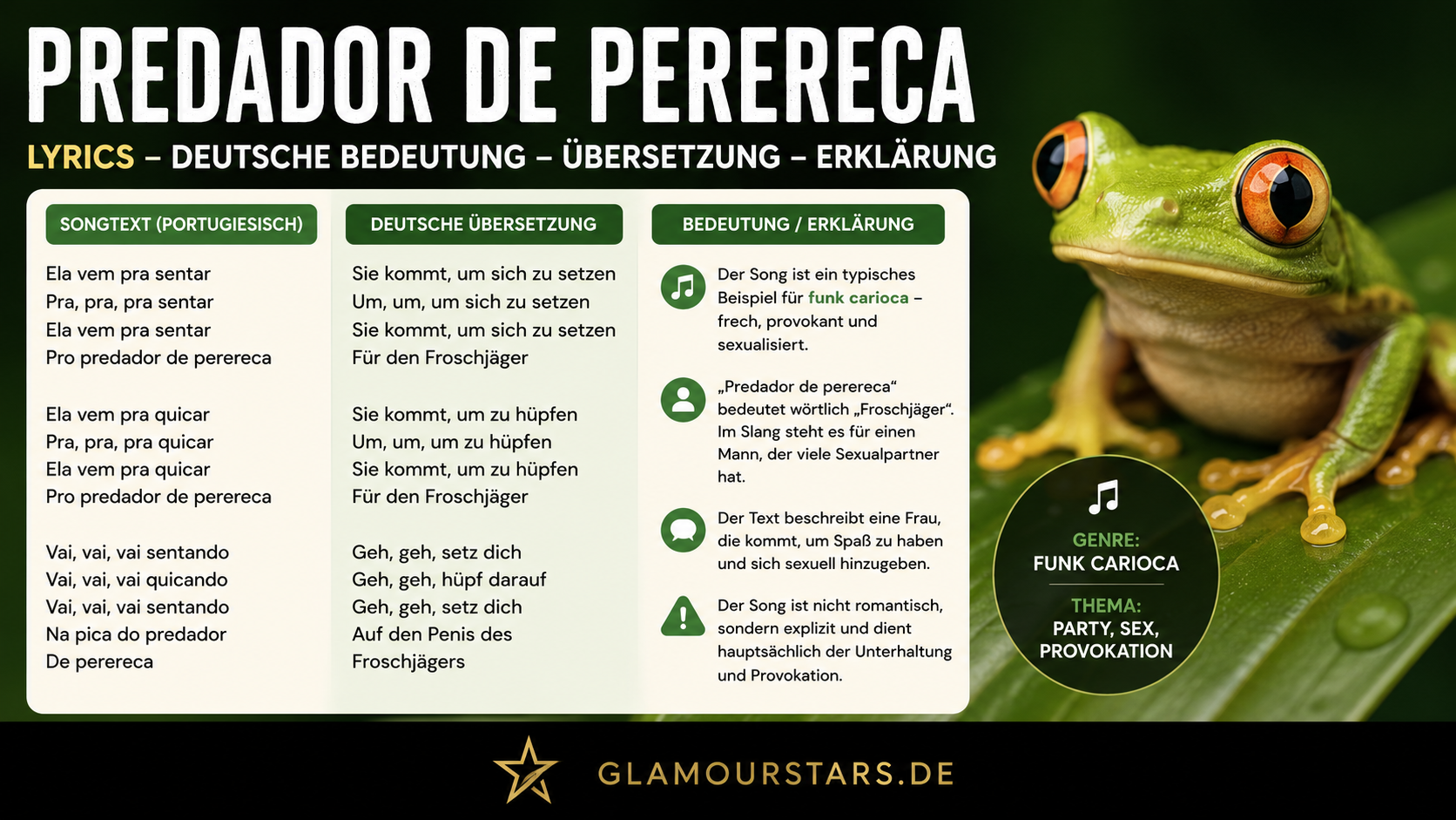 predador de perereca lyrics deutsch